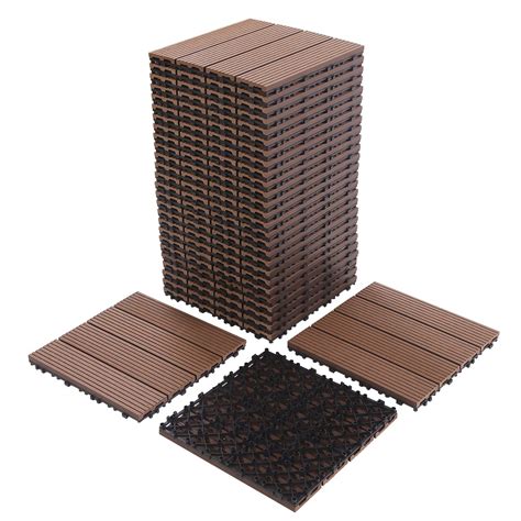30 sq. ft Wood Plastic Composite Patio Deck Tiles,12”x12” Interlocking ...