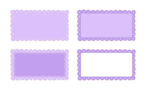 Scalloped Edge Stitched Rectangle Long Frame Badge Vector. Simple label ...
