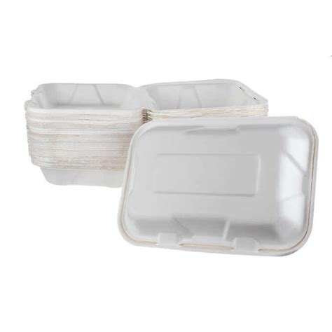 iEco Hinged Bagasse Containers - 6" x 9", 100-Pack, Eco-Friendly ...