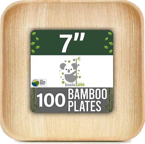 Amazon.com: Palm Leaf Plates Bamboo Plates Disposable Square 7 inch 100 ...