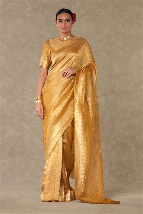 Shop Golden Yellow Sunehri Saree with Blouse Piece by MASABA at House ...
