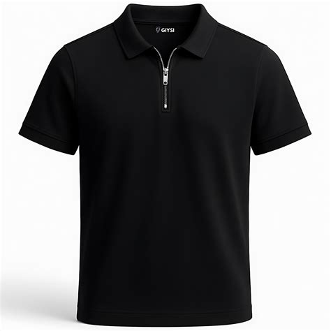 Black Zip Polo T-shirt – GIYSI