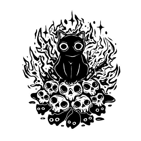 Spooky Halloween Skull Cat | Skull drawing, Black cat art, Cute doodles ...