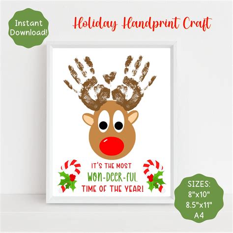 Reindeer Handprint Art, Christmas Handprint Craft, Rudolph Craft for ...