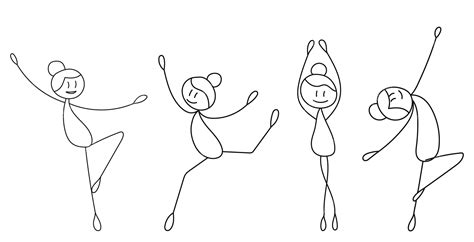 Premium Vector | Dancing girls stick figure, isolated, vector