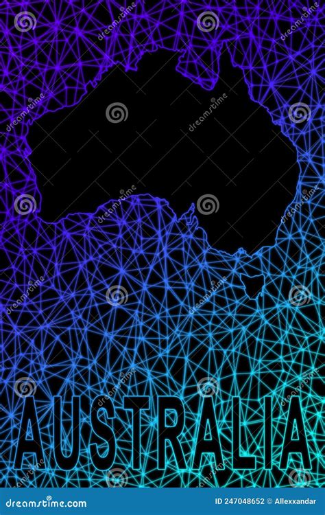 Map of Australia, Polygonal Mesh Line Map Stock Illustration - Illustration of border, australia ...
