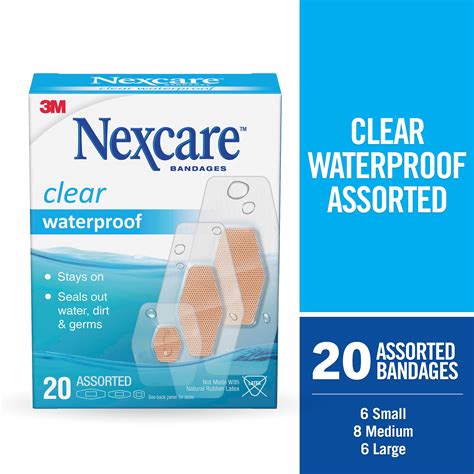 Nexcare Waterproof Clear Bandages, Assorted Sizes, 20 Count - Walmart.com