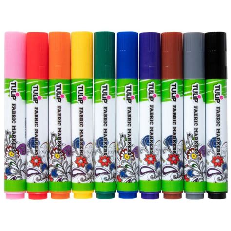 Tulip Brush Tip Rainbow Fabric Markers 10 Pack — Toycra