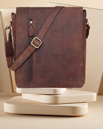 LEADERACHI Vintage Hunter Leather Crossbody Messenger Bag For Mens ...