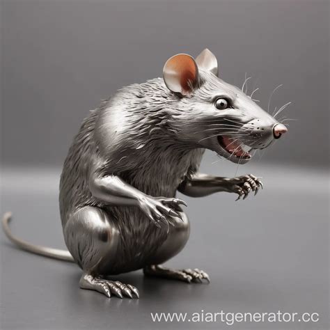 Sleek Stainless Steel Rat Sculpture | AI Art Generator
