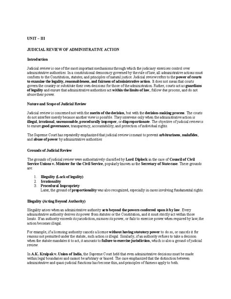 Administrative Law -1: Judicial Review of Administrative Action - Studocu