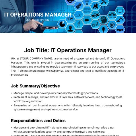 Free IT Operations Manager Job Description Template to Edit Online