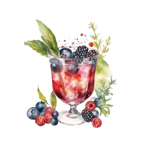 Premium AI Image | Cocktail clipart Wild Berry Smash 12