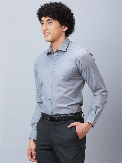 Park Avenue Grey Fil-A-Fil Slim Fit Polyester Blend Formal Shirt ...