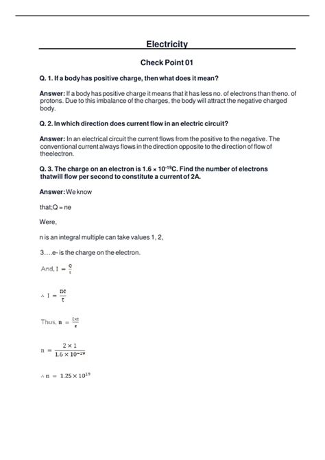 Image result for Class 10 Science Chapter Electricity Questions