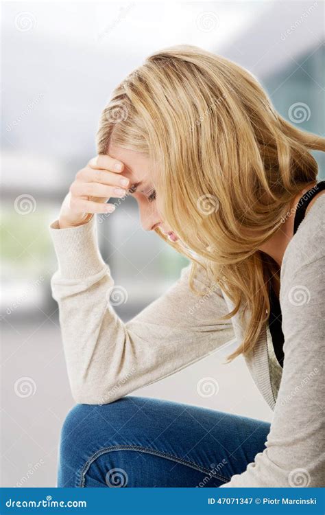 Sad and depressed woman. stock image. Image of pain, closeup - 47071347