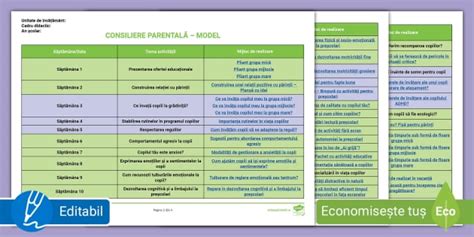 Planificare consiliere pentru părinți - Grădiniță | Twinkl