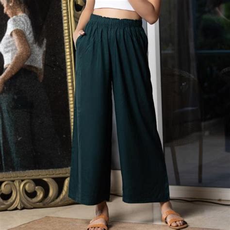 Bottle green palazzo for women, casual & formal palazzo for women.