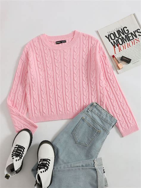 Jersey tejido de cable de hombros caídos | Gambar, Ide