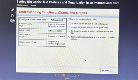 Solved: Setting Big Goals: Text Features and Organization in an ...