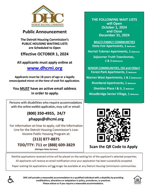 The Detroit Housing Commission’s Public Housing Waiting Lists are ...