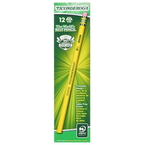 Dixon Ticonderoga Wood-Cased Pencils, 2 HB, Yellow, Box of 12 (13882 ...