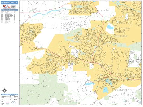 Thousand Oaks California Wall Map (Basic Style) by MarketMAPS - MapSales