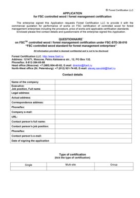 Fillable Online fcert Forest Certification LLC APPLICATION for FSC ...