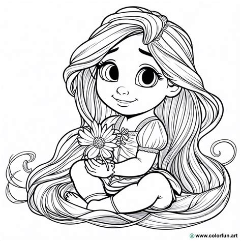 Baby Rapunzel coloring page Download or Print for free