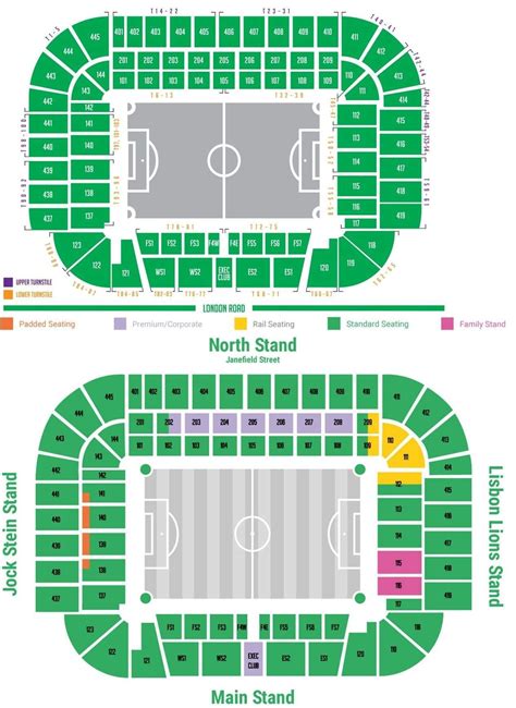 Celtic Park Seating Plan with Seat Number and Rows