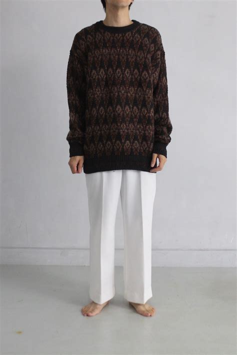 【OTSU】1990's GEOFFREY BEENE mohair mix modern art pattern knit sweater ...