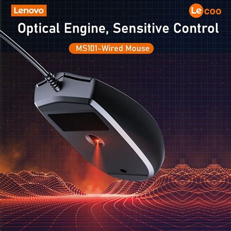 LENOVO LECOO MS101 USB Wired Optical Mouse Ergonomics Desktop Computer ...