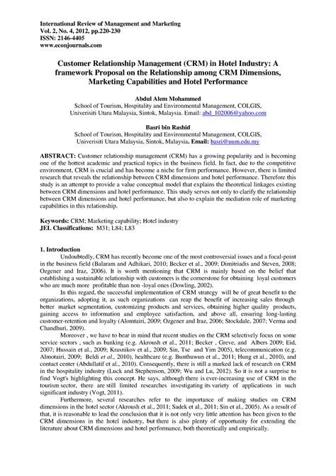 Customer Relationship Management CRM in - International Review of ...