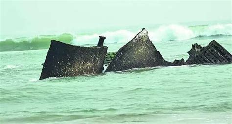 Shipwreck washes up on Satabhaya beach