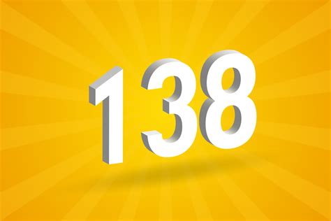 3D 138 number font alphabet. White 3D Number 138 with yellow background ...