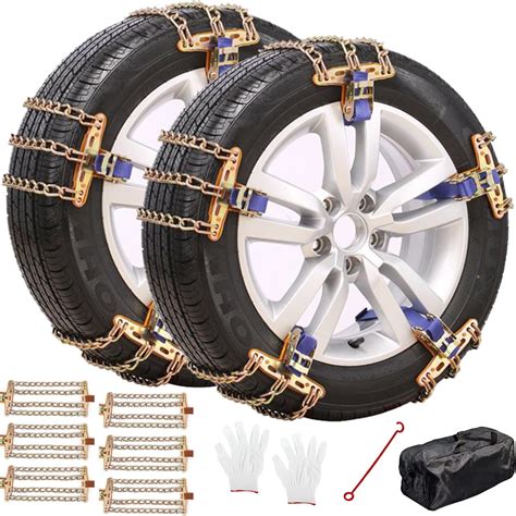 WeKit Universal Car Snow Chains Winter Universal Security Chains Tire Width 8.9-10.8'',Emergency ...