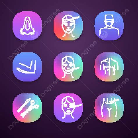 Plastic Surgery App Icons Set Female Body Liposuction Vector, Female, Body, Liposuction PNG and ...
