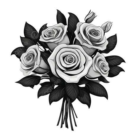 Bouquet Of Flowers Clipart Black And White