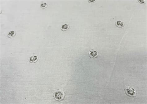 Dyeable Embroidered Cotton White Floral Motifs