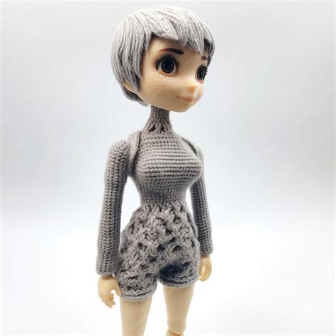 Knitted 3d Mila Character On White Background Full Body | Premium AI ...