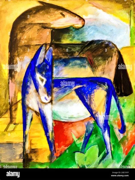 Two Blue Donkeys, 1912 (painting) by Artist Marc, Franz (1880-1916 ...