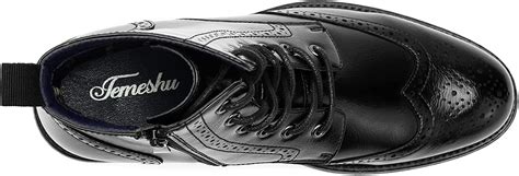 Buy Temeshu Men's Wingtip Oxford Boot Side Zip Ankle Motorcycle Boots ...