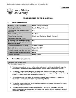 Fillable Online leedstrinity ac Form NP3 - Programme Specification ...