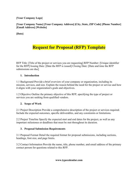 Request For Proposal Email Template
