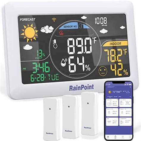Buy RAINPOINT WiFi Weather Station with 3 Sensors, App Controlled ...
