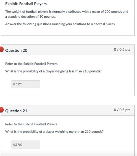 Solved Exhibit: Football Players. The weight of football | Chegg.com