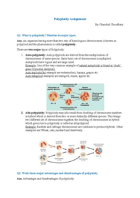 Polyploidy Notes - Polyploidy Assignment By Chanchal Choudhary Q1. What ...