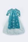 Buy Blue Net Sequins Elsa Snowflake Embroidered Dress For Girls by ...