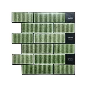 Mosaicowall Olive Green Subway Peel and Stick Wall Tile | Kitchen ...
