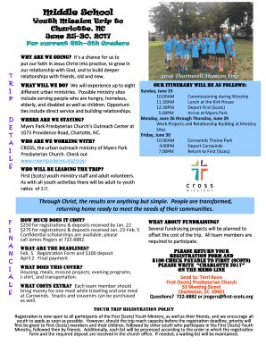 Fillable Online Middle School - First Scots Presbyterian Church Fax ...